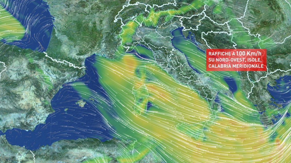 meteo lunedì 22 dicembre vento