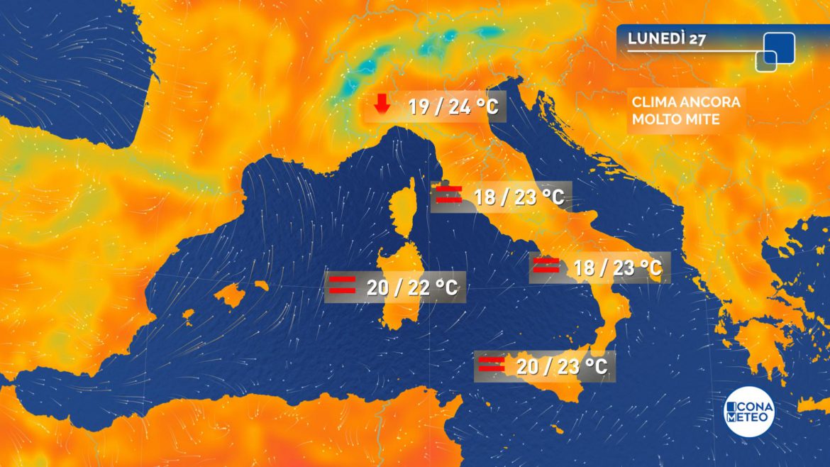meteo temperature lunedì