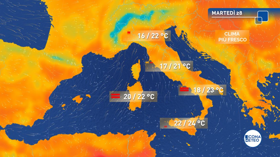 meteo temperature martedì