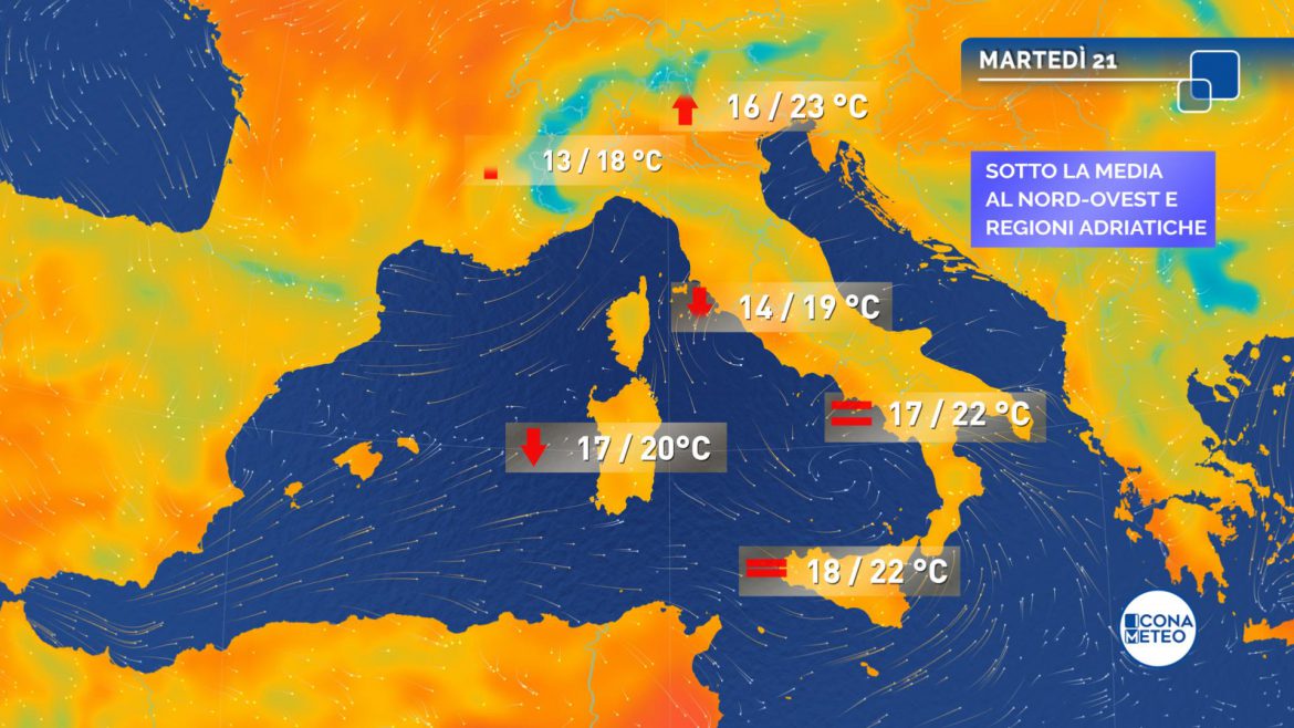 maltempo temperature martedì