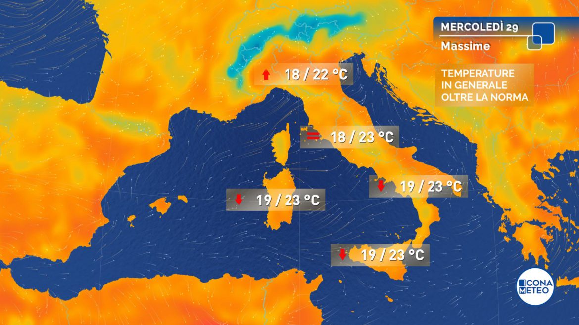 maltempo temperature mercoledì
