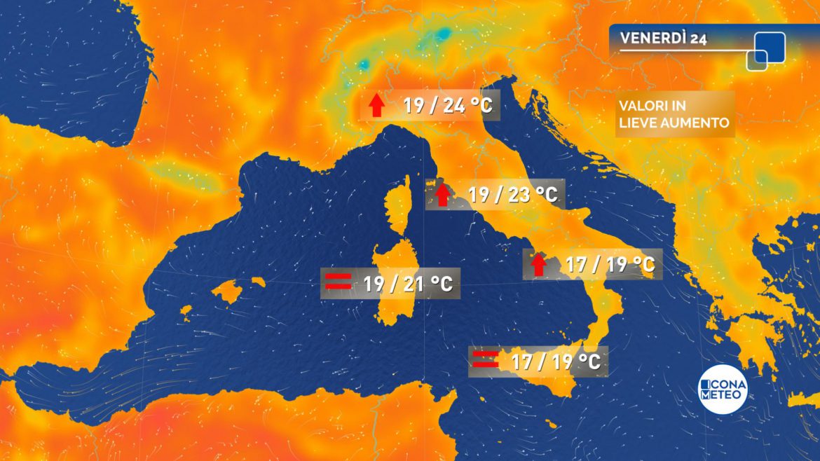 meteo venerdì temperature