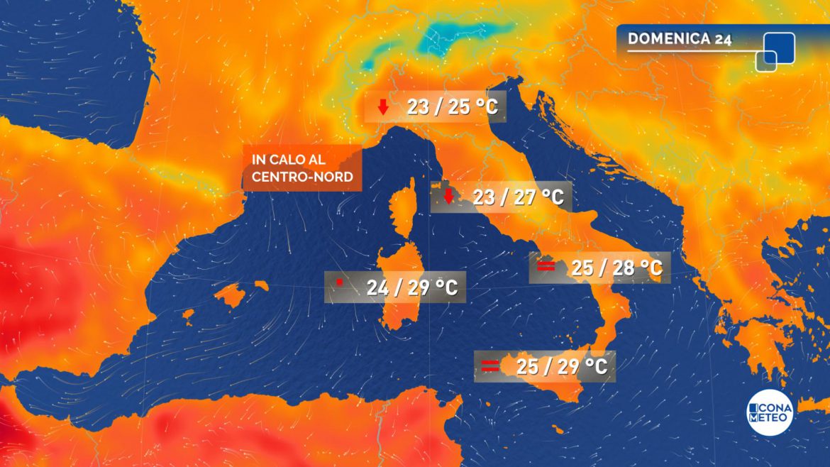 meteo temperature domenica