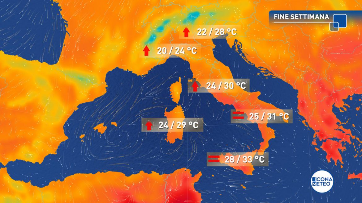 meteo weekend temperature