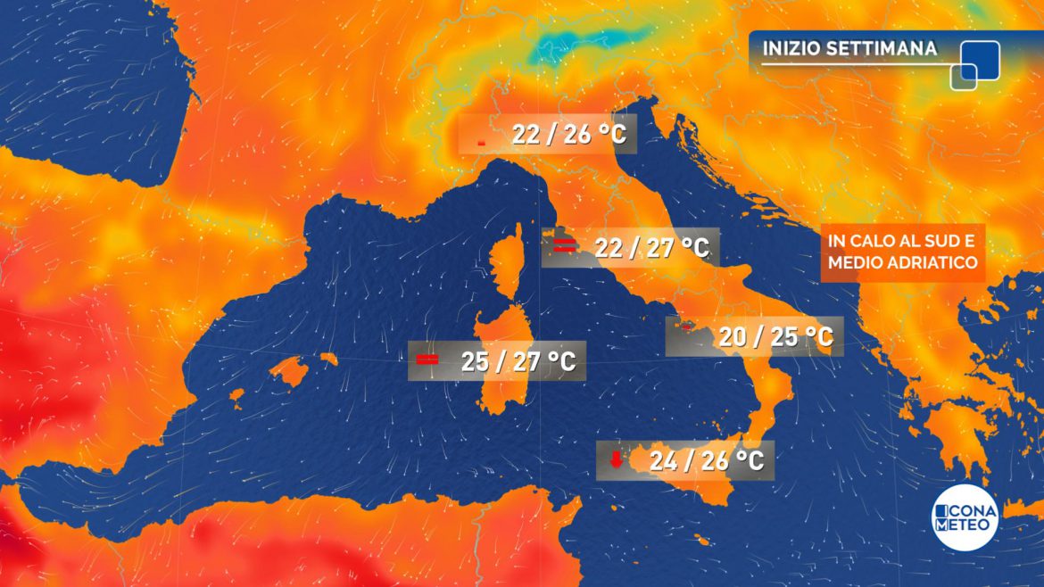 temperature meteo inizio settimana