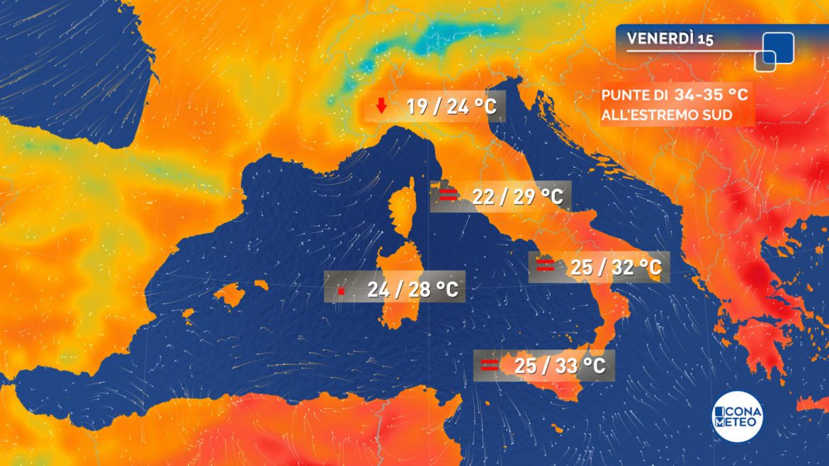 meteo temperature venerdì