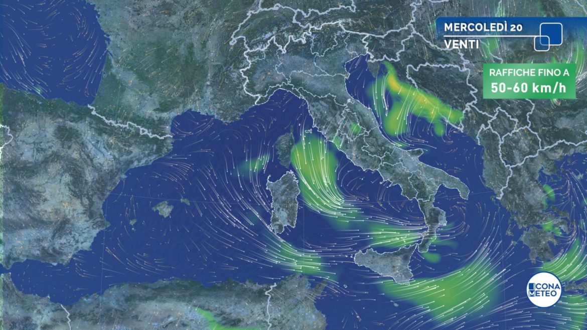 maltempo venti mercoledì
