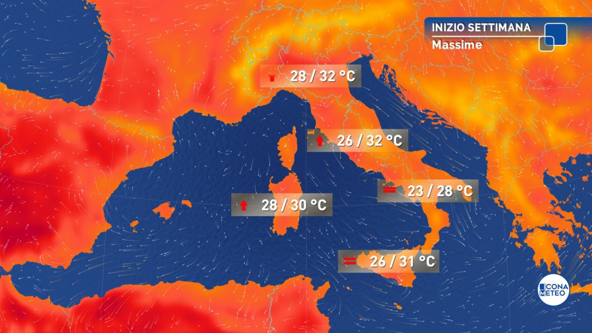 caldo inizio settimana