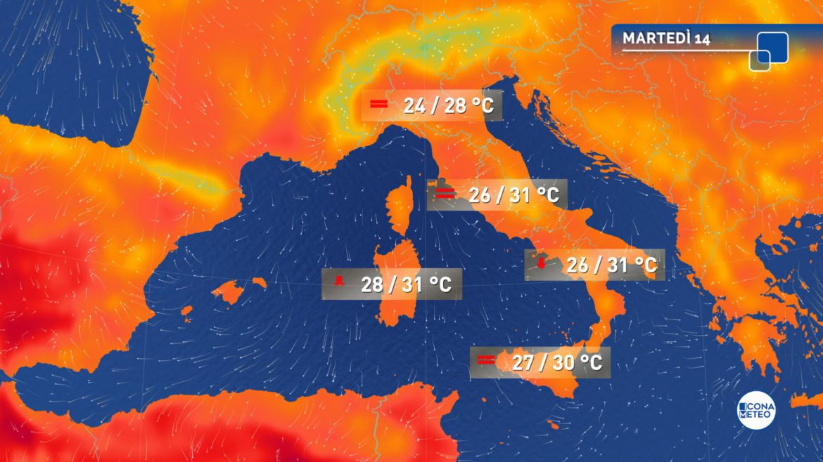 meteo martedì temperature