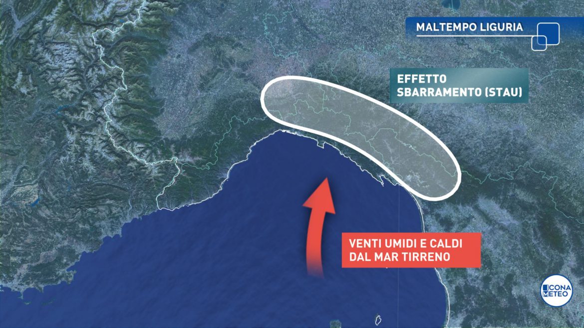 maltempo liguria effetto stau