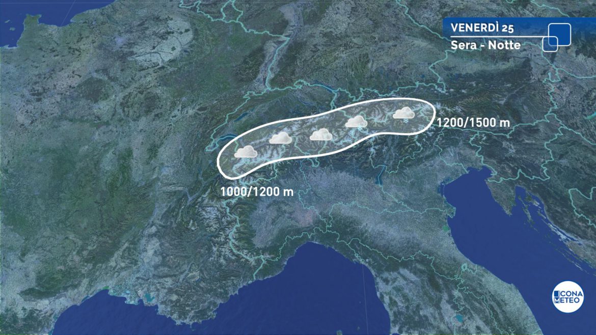 meteo venerdì neve