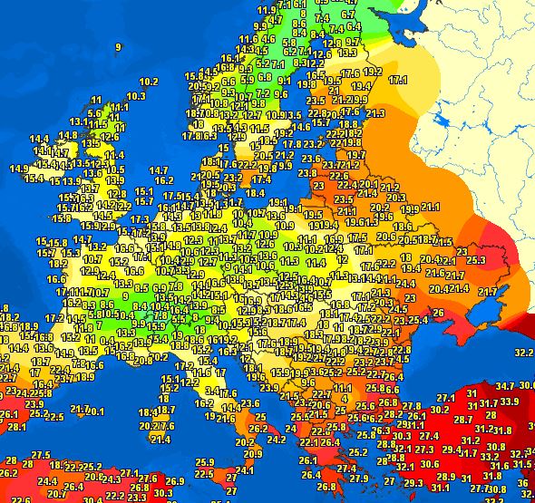 temperature europa