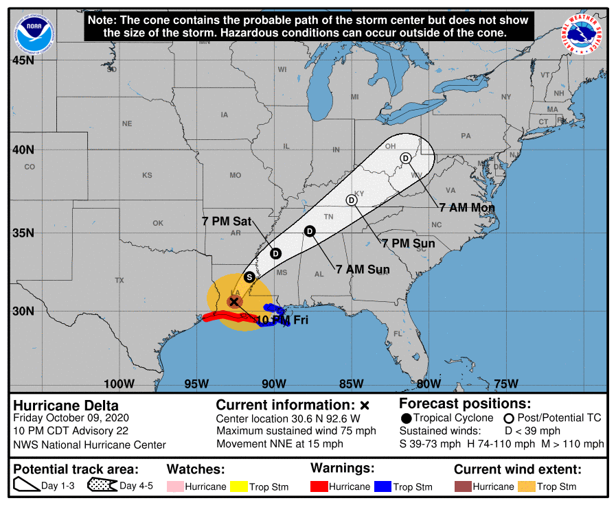 uragano delta louisiana