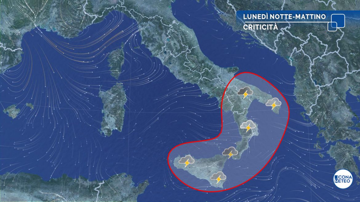 meteo lunedì maltempo