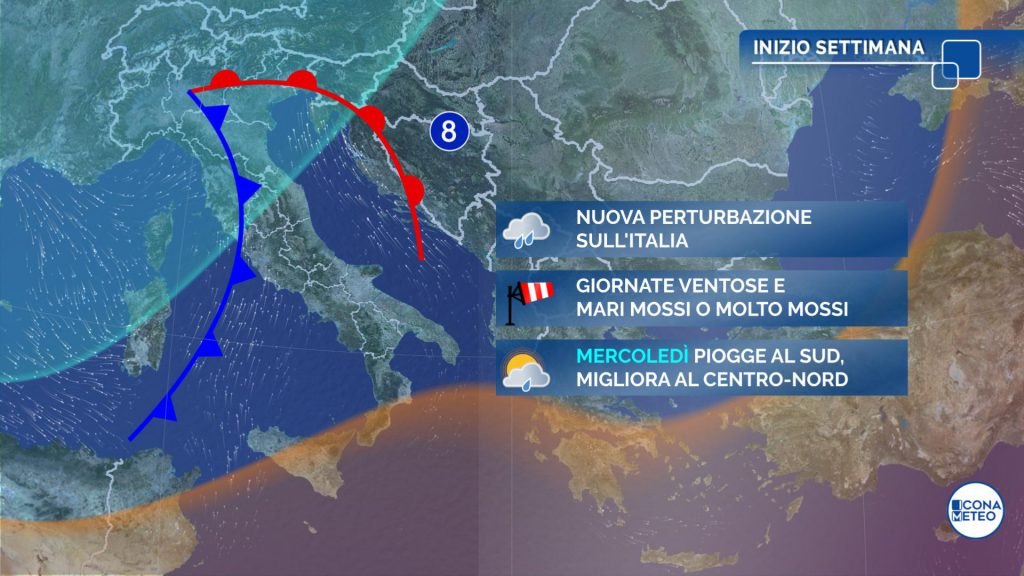 Inizio di settimana col ritorno del maltempo