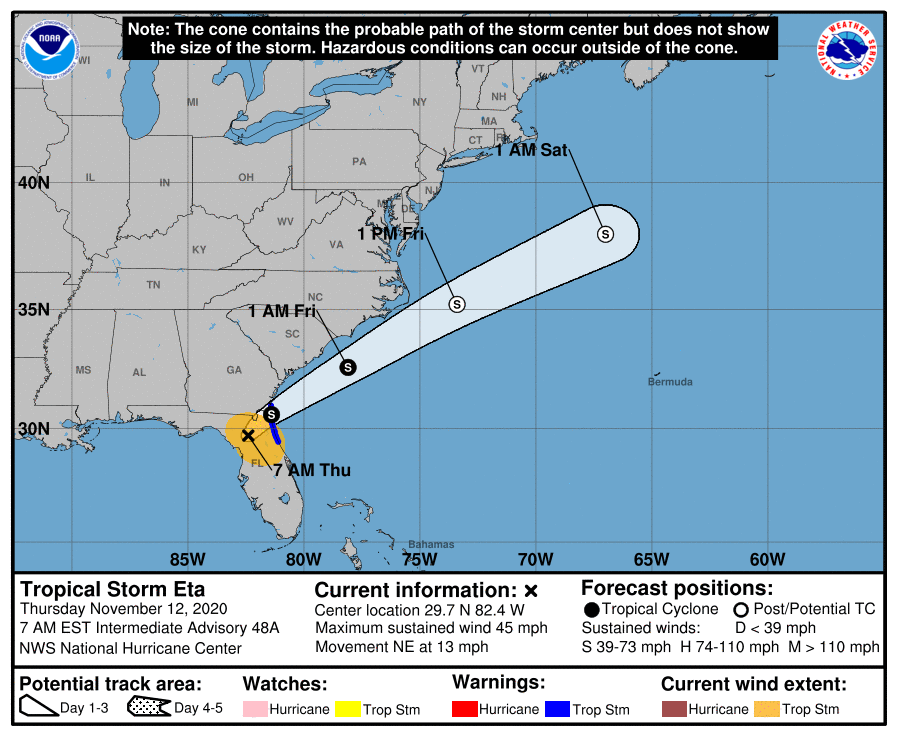 Florida tempesta eta traiettoria