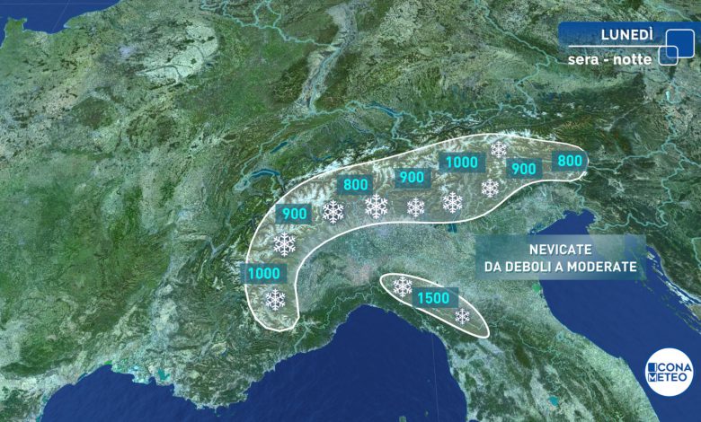 pioggia neve-lunedi-notte