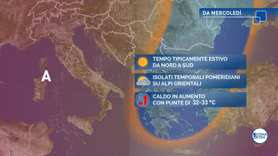 Nel weekend punte oltre 35 gradi al Centro-Sud
