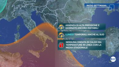 Photo of LUNEDÌ con PIOGGE E ROVESCI al Centro-Sud