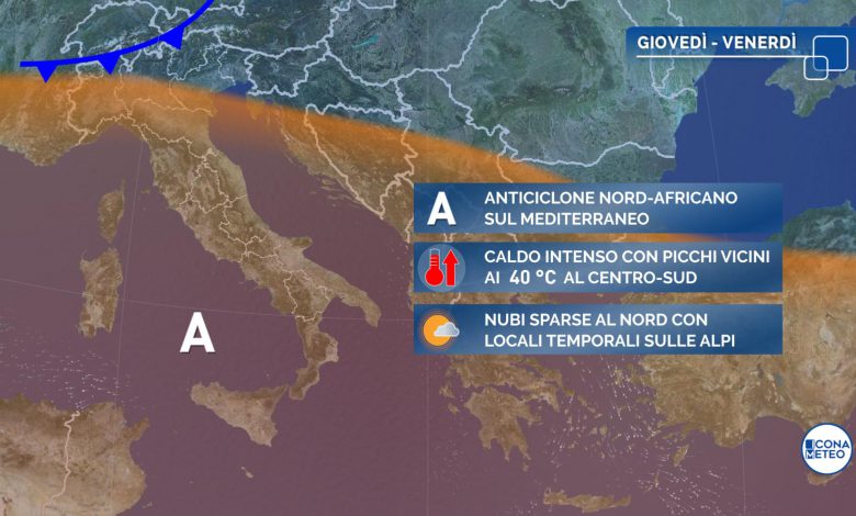Da giovedì apice del caldo africano