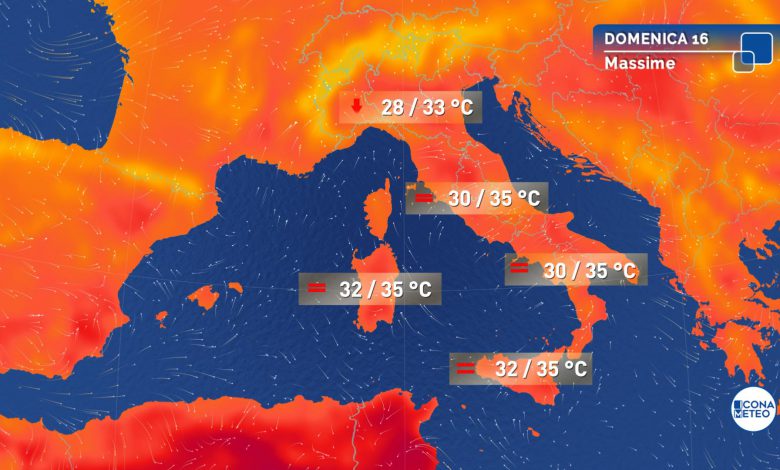 Domenica ancora bollino rosso per il caldo