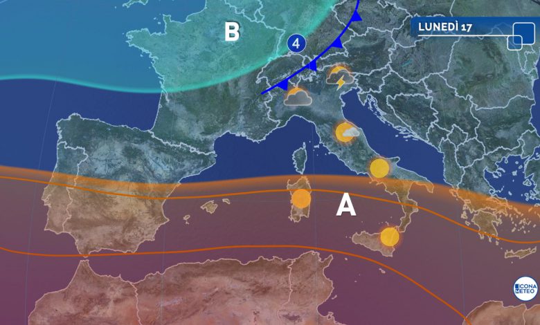 meteo lunedì 17 maltempo