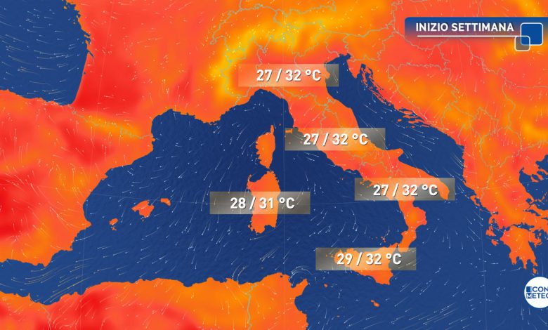 Settimana pienamente estiva sull’Italia