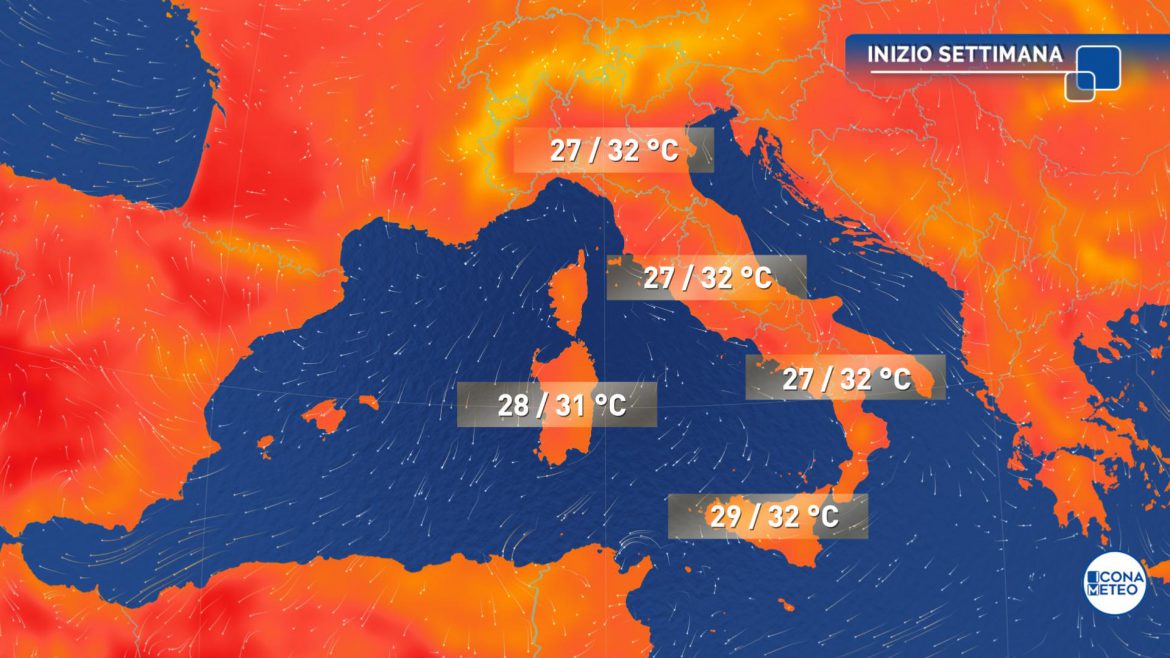 Settimana pienamente estiva sull’Italia