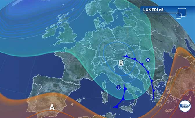 meteo lunedi 28