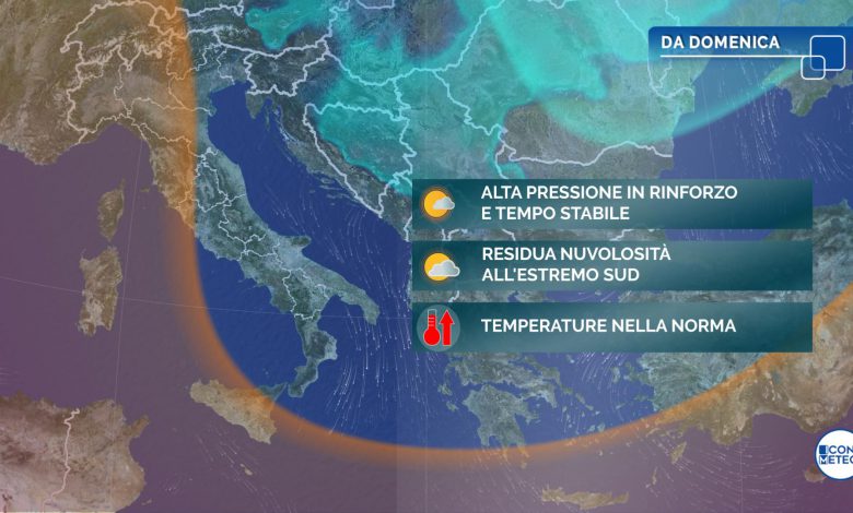 Da domenica rinforzo dell'alta pressione