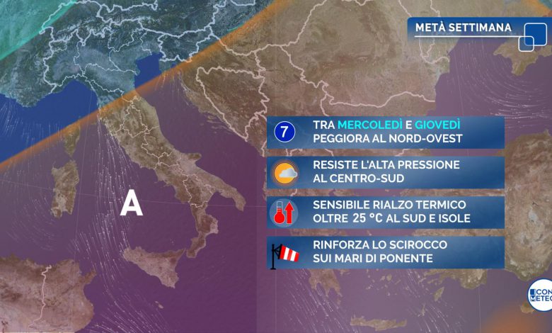 A metà settimana impennata delle temperature