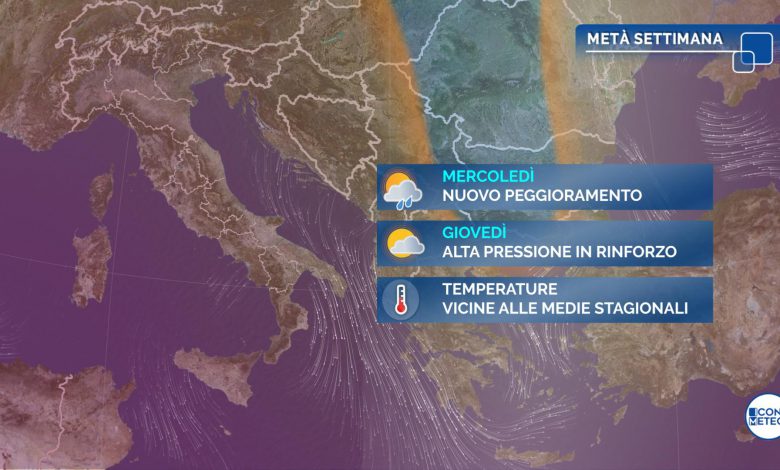 nuovo veloce peggioramento nella giornata di mercoledì