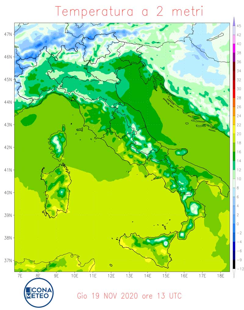 Temperature massime 19 novembre