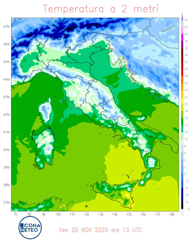 Temperature massime 20 novembre