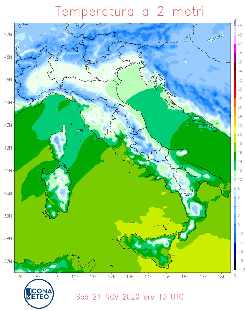 Temperature massime 21 novembre