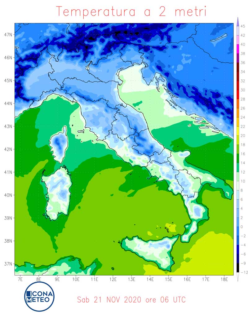 Temperature minime 21 novembre