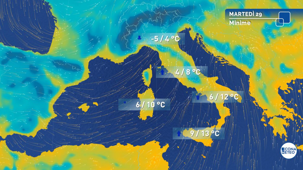 meteo marted&igrave; temperature