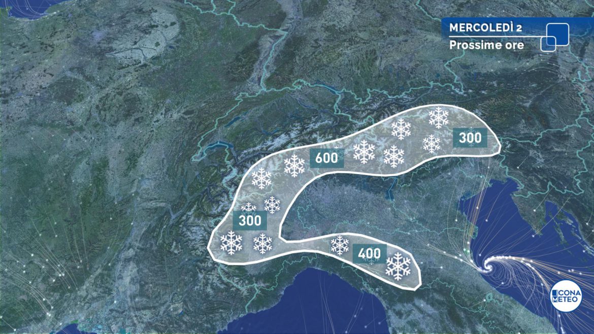 neve meteo mercoledì