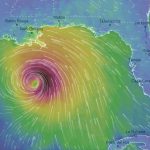 L'Uragano Ida dalla mappa previsionale dei venti nella giornata di domenica 29. Fonte Ventusky