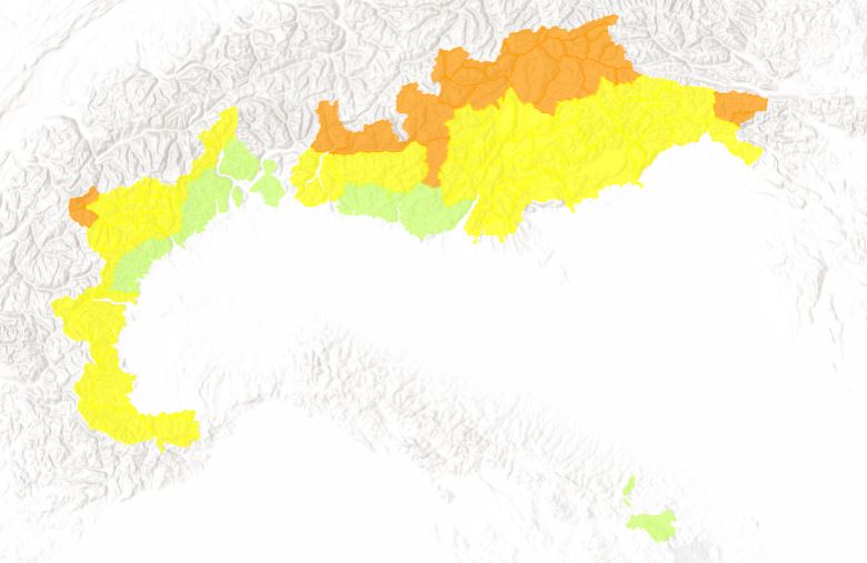 Il pericolo valanghe di domenica 5 dicembre. Fonte Aineva