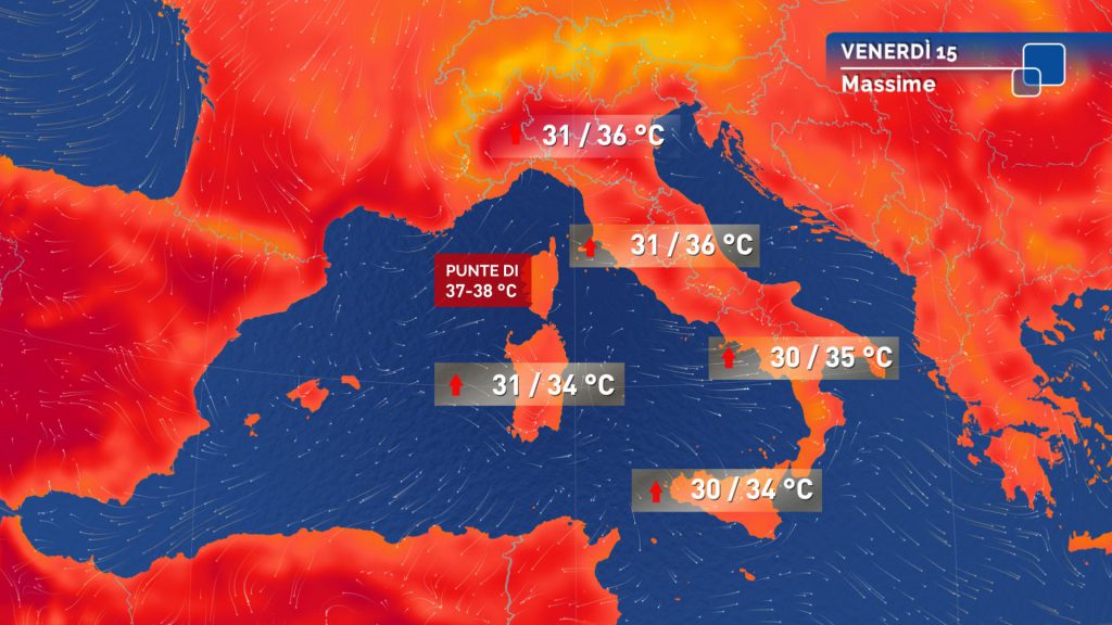 meteo venerdì caldo