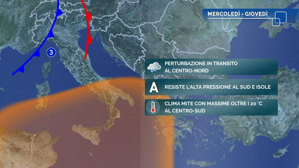 meteo mercoledì giovedì