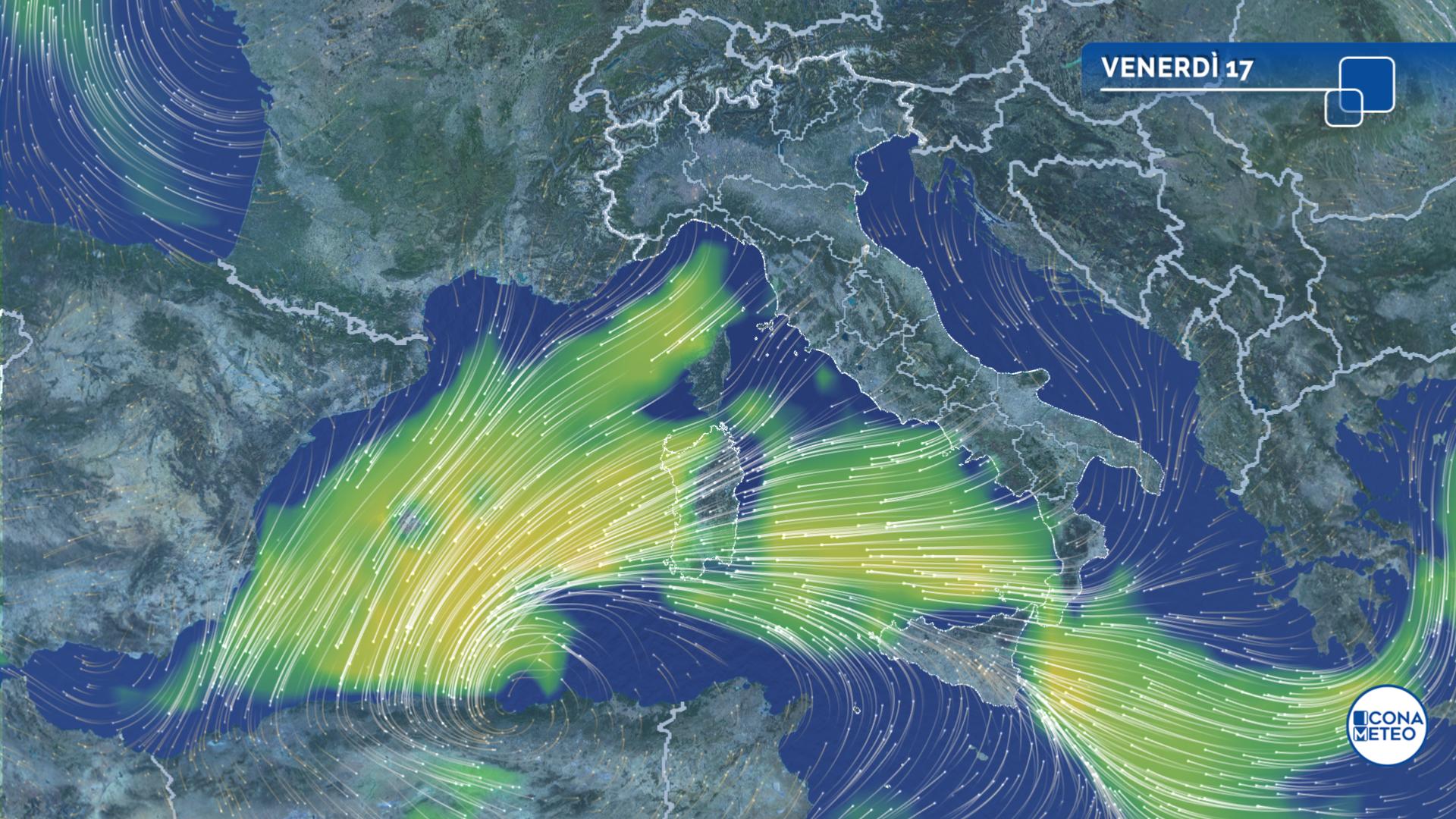 meteo weekend vento venerdi maltempo