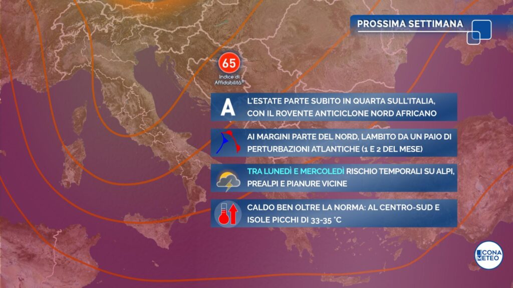 meteo settimana prossima