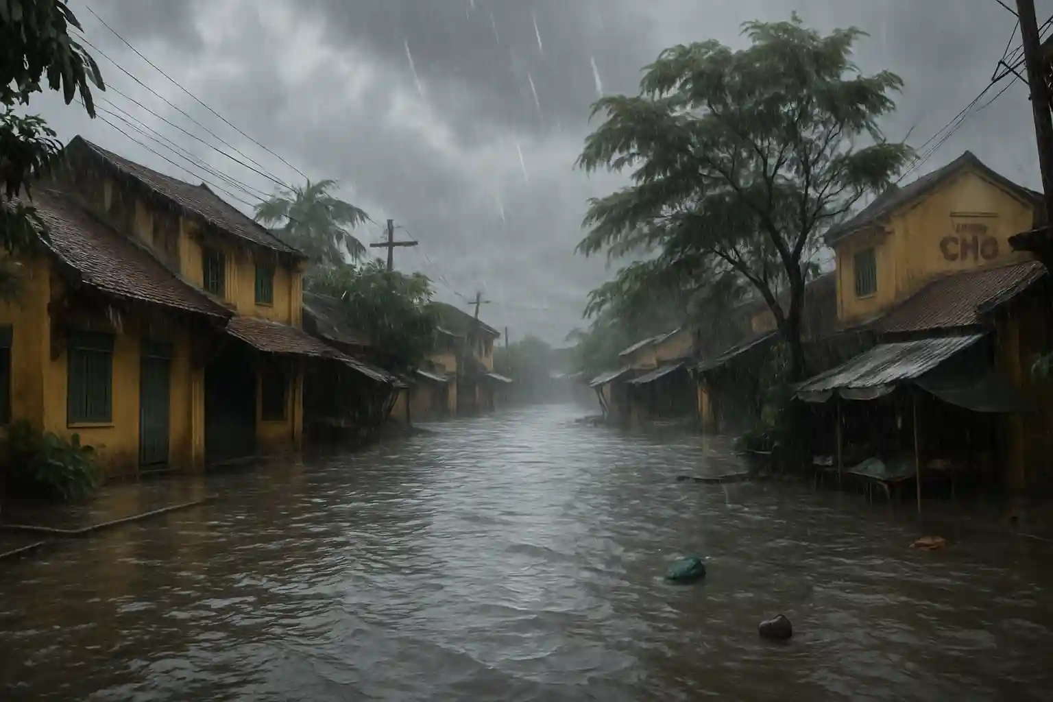 piogge forti, alluvioni e inondazioni in Vietnam