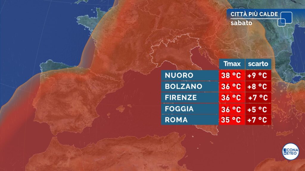 Temperature città sabato 14