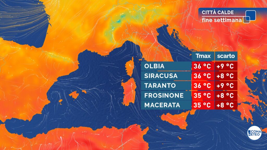temperature fine prima settimana di giugno