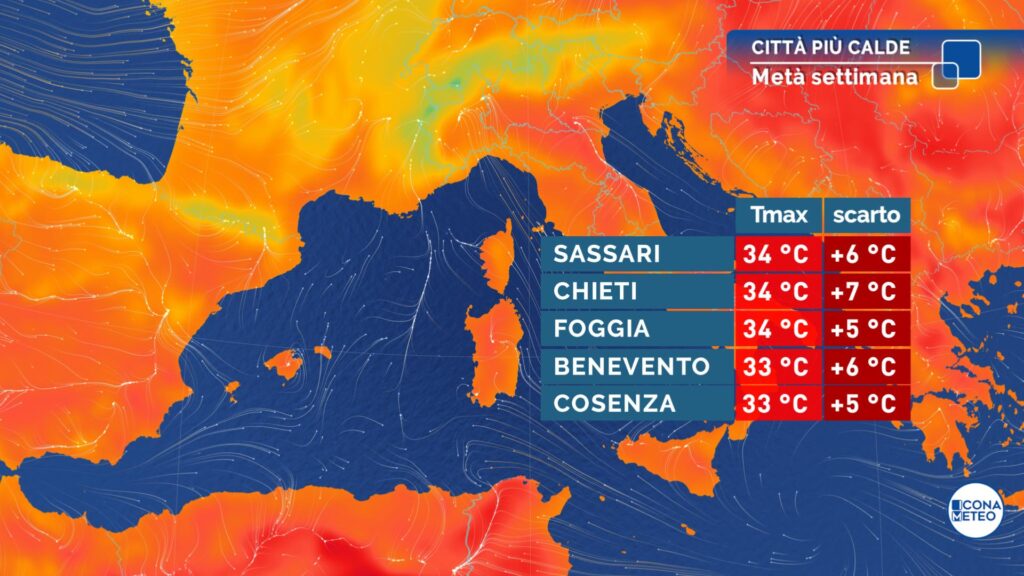 temperature metà prima settimana di giugno