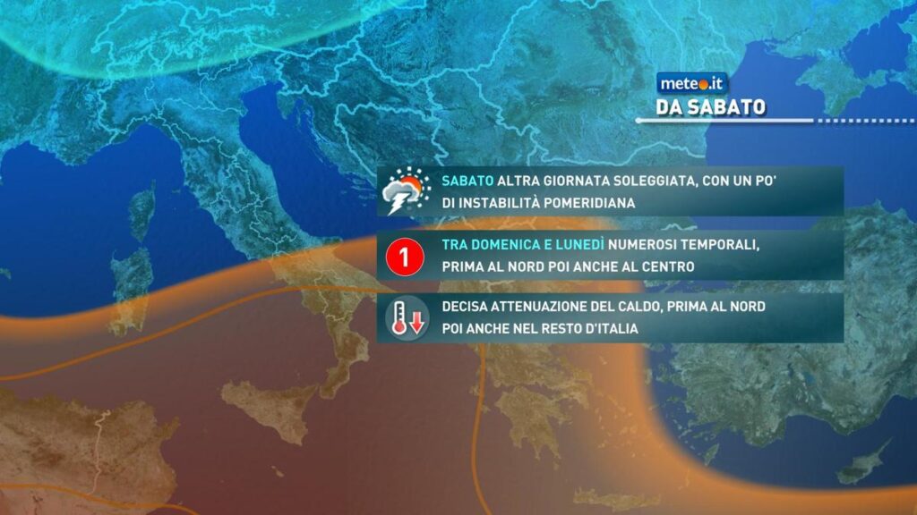 meteo weekend caldo temporali