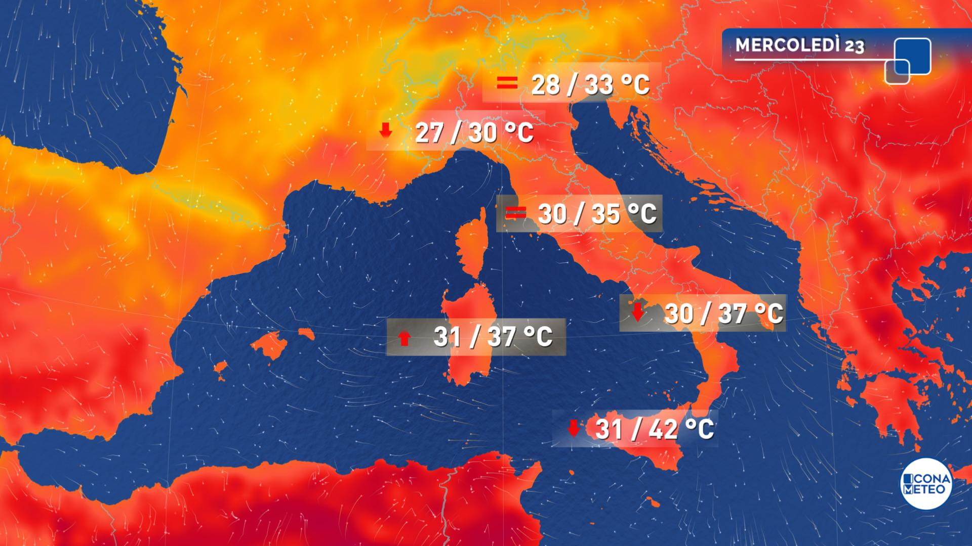 meteo domani italia maltempo caldo